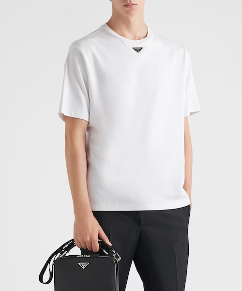 삼각 로고 코튼 티셔츠