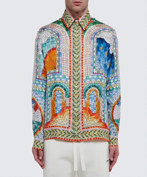 모자이크 실크 셔츠