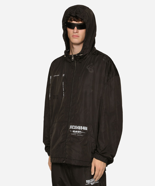 DGVIB3 프린트 나일론 후드 자켓