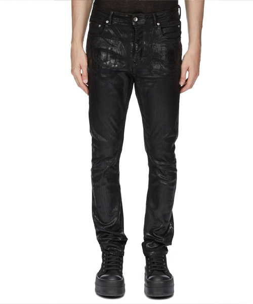 코팅 슬림핏 팬츠