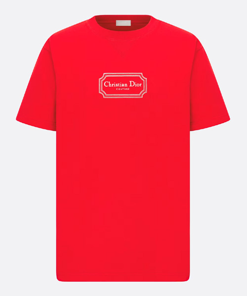 디올 로고 자수 캐주얼 핏 티셔츠