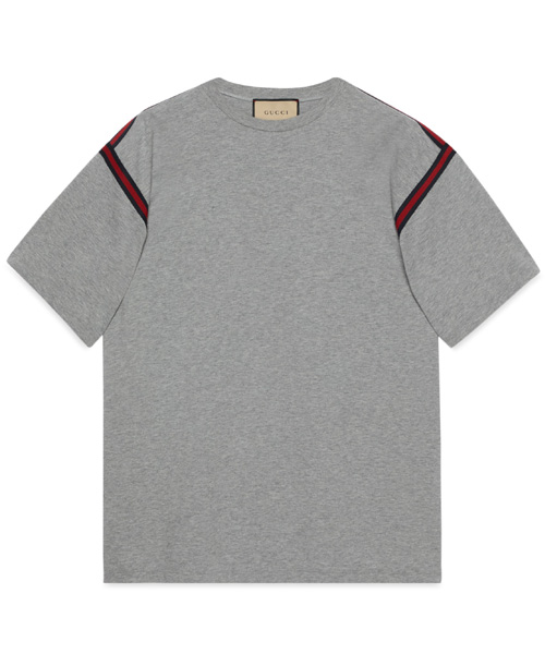 웨빙 디테일 코튼 티셔츠