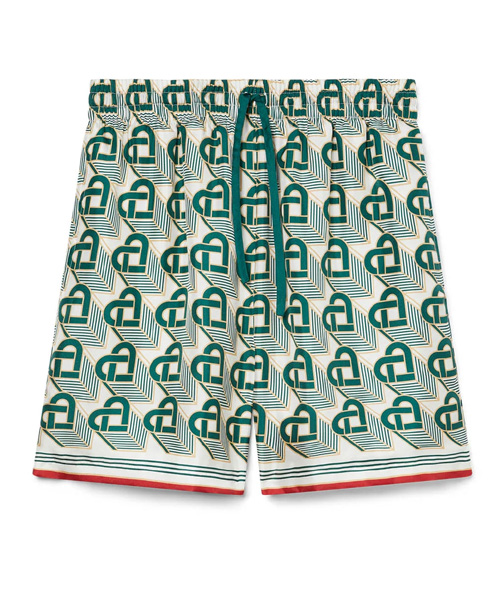 하트 모노그램 실크 숏 팬츠