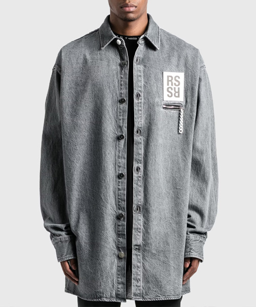 지퍼 포켓 오버사이즈핏 데님 셔츠