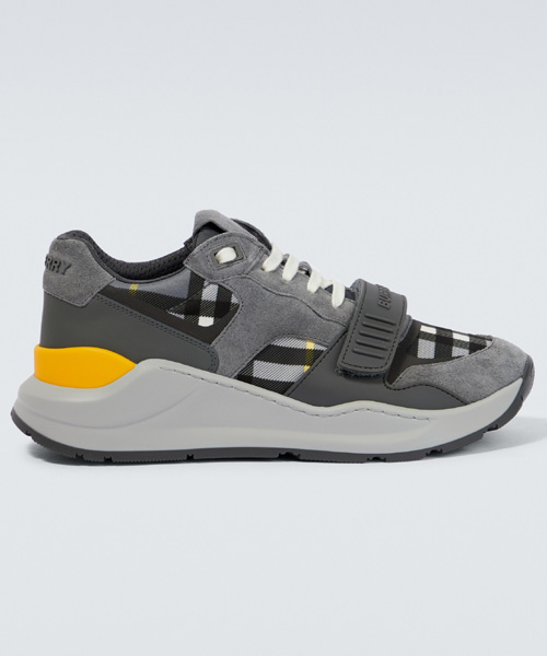 체크 패턴 스웨이드 스니커즈