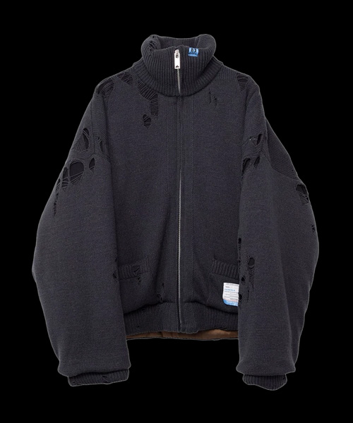 패디드 집업 니트 가디건 자켓