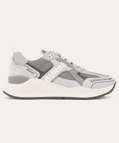 로고 프린트 스웨이드 메쉬 스니커즈