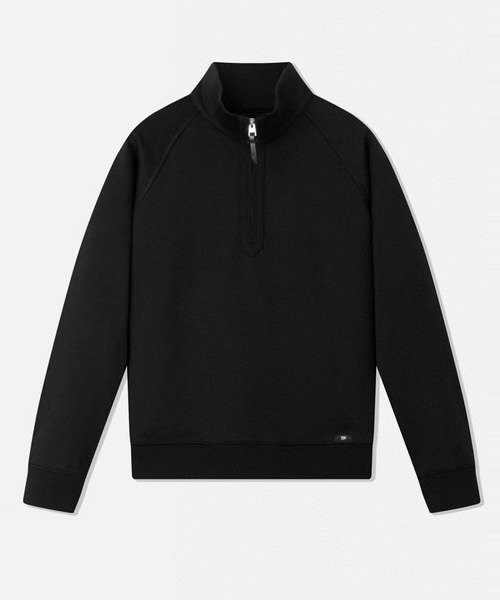 로고 패치 하프 집업 스웻셔츠