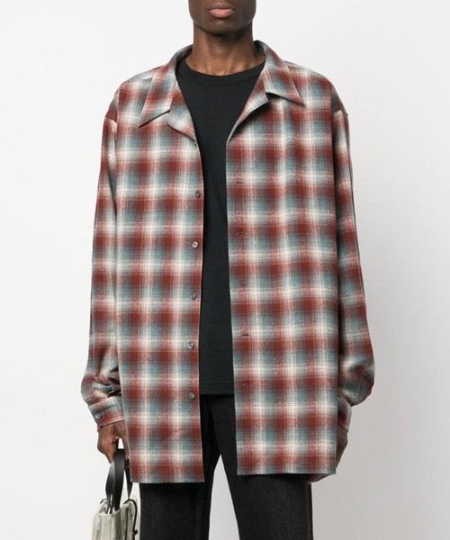 체크 로고 패치 셔츠