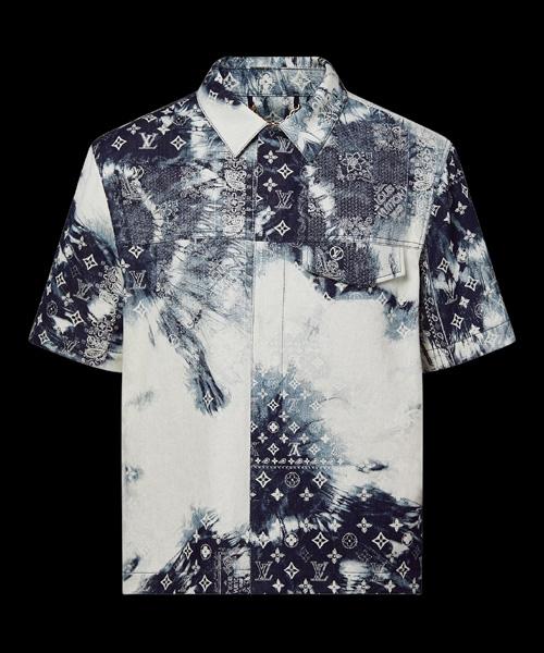 모노그램 반다나 슬리브 데님 셔츠