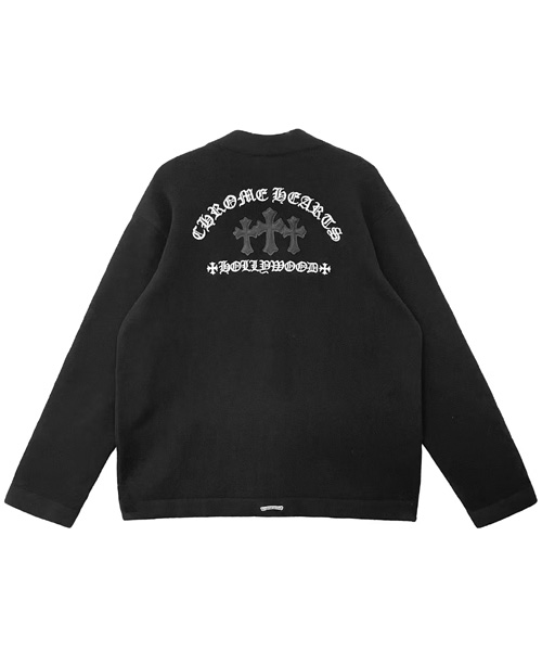 트리플 크로스 가죽 패치 가디건