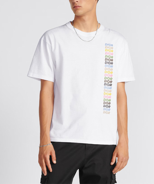 레인보우 멀티 로고 코튼 티셔츠