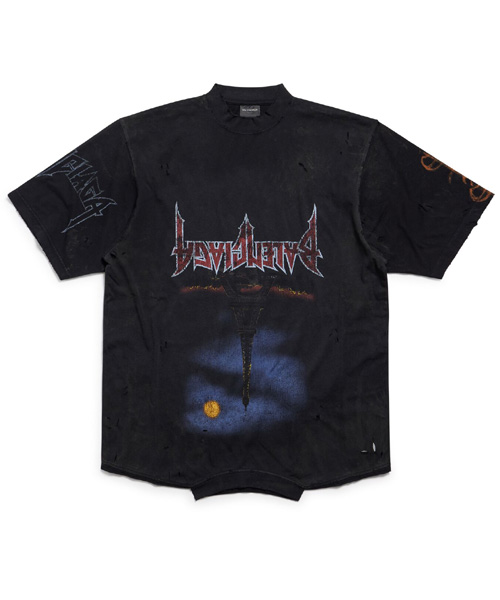 파리 문 업사이드 다운 오버사이즈 코튼 티셔츠