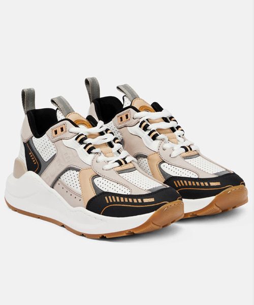 로고 레더 패널 스니커즈