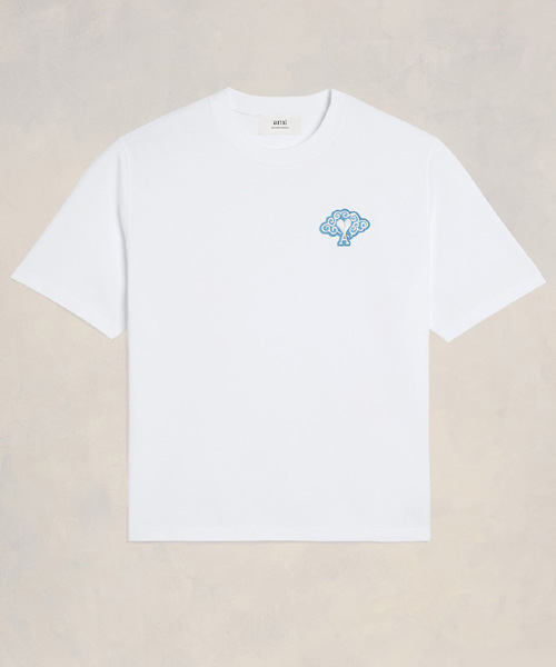 하트 로고 자수 패치 코튼 티셔츠