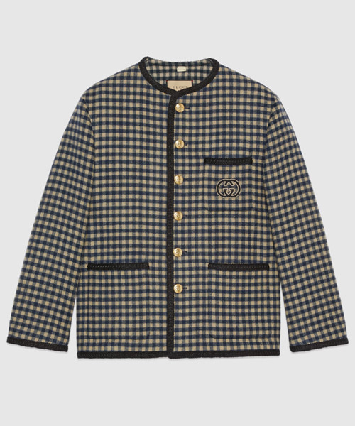 인터로킹 G 울 깅엄 자켓