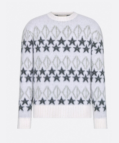 울 자카드 CD 다이아몬드 패턴 스웨터