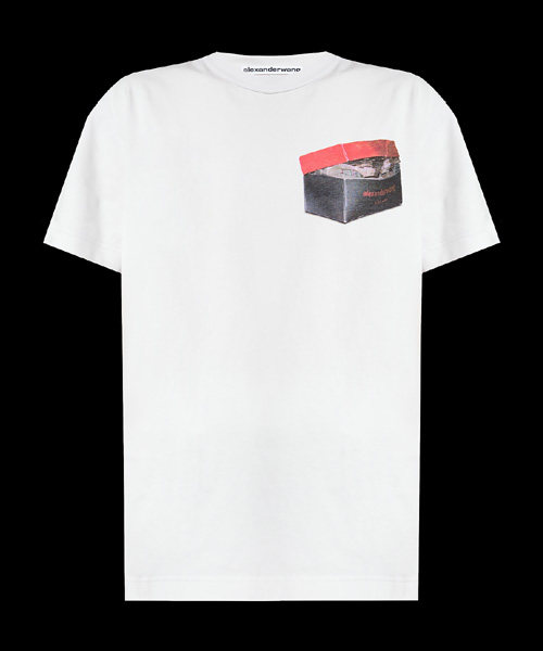 머니 박스 프린트 코튼 티셔츠