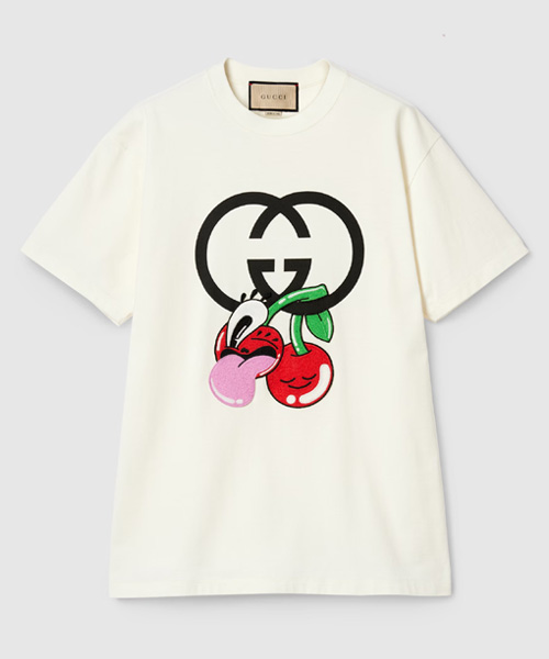 체리 프린팅 코튼 티셔츠