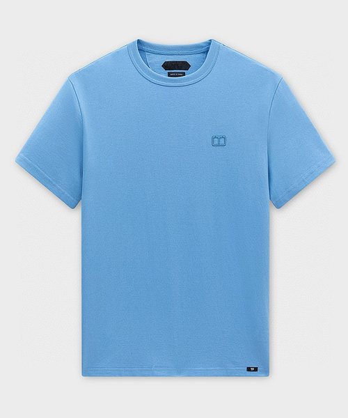 로고 자수 코튼 티셔츠