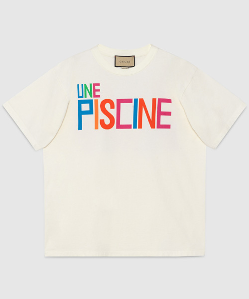 타이포그래피 프린트 코튼 티셔츠