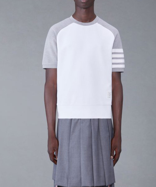 오토맨 립 4바 새들 쇼트 슬리브 스웻셔츠