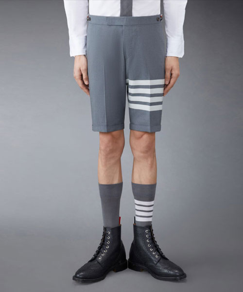 미디엄 그레이 플레인 위브 수팅 4-바 쇼츠