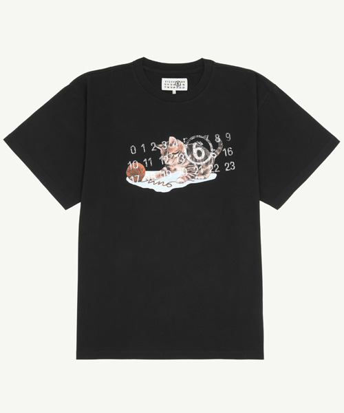 캣 프린트 코튼 티셔츠