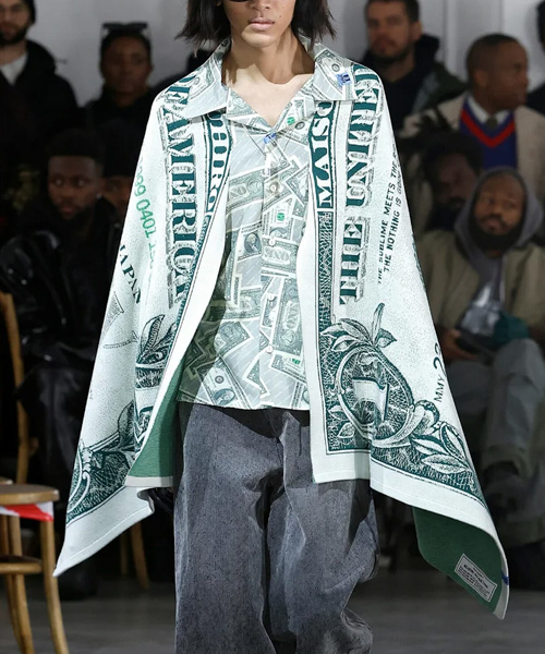 그린 자카드 니트 스톨