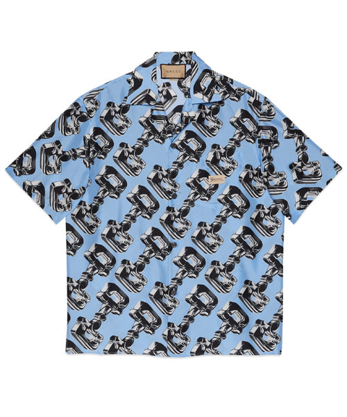 3D 글라스 홀스빗 실크 셔츠