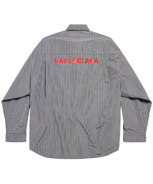 스트라이프 패턴 로고 셔츠