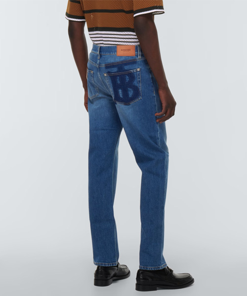 포켓 로고 스트레이트 핏 데님 진