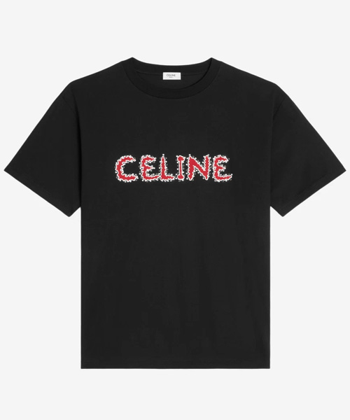 코튼 저지 라인스톤 루즈 티셔츠