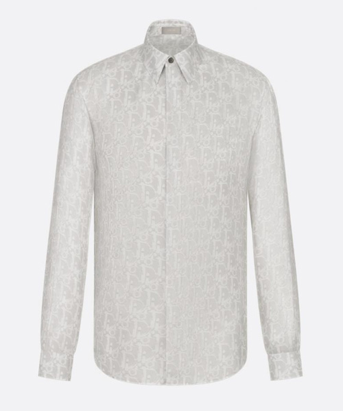 울 오버 오블리크 실크 셔츠