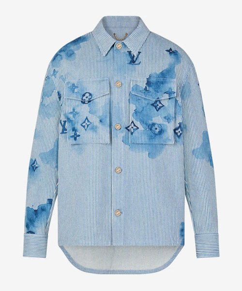 스트라이프 모노그램 워크웨어 데님 셔츠