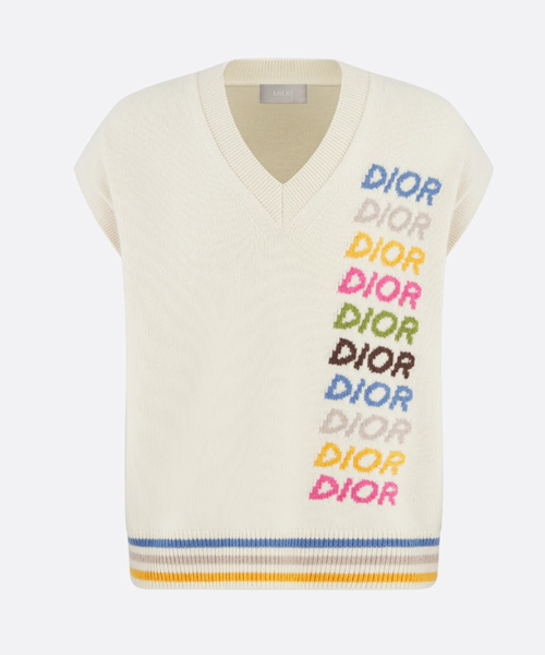 멀티 컬러 로고 민소매 스웨터