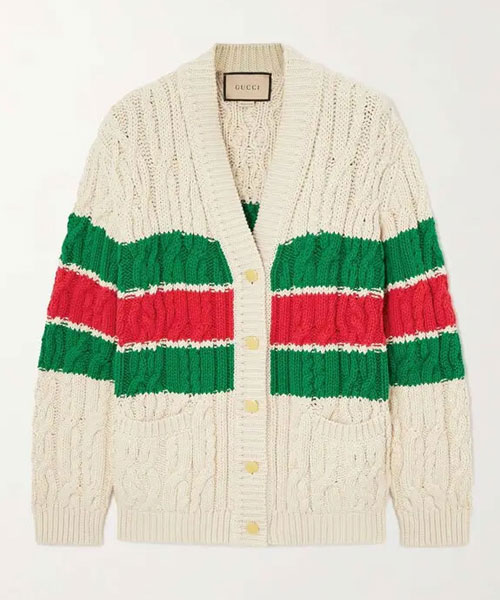 스트라이프 니트 울 가디건