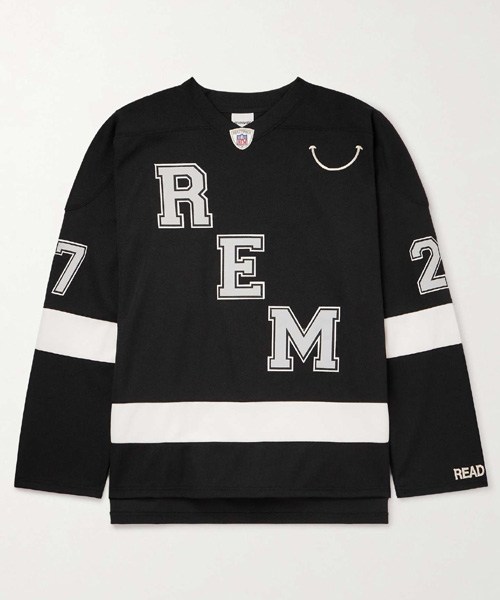 로고 엠브로이더드 스트라이프 티셔츠