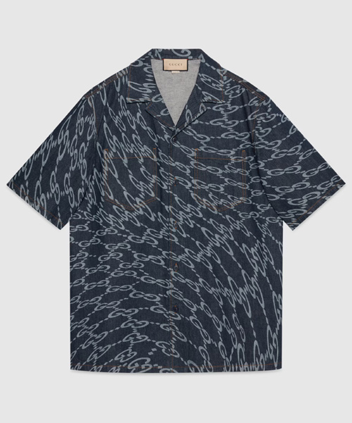 웨이브 GG 레이저 프린트 데님 셔츠