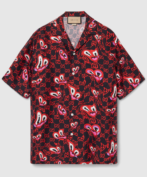 GG 하트 실크 셔츠