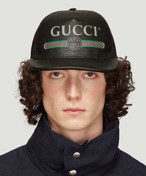 로고 가죽 트러커 캡
