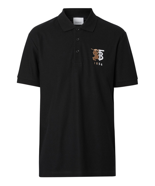 로고 그래픽 자수 코튼 폴로 셔츠