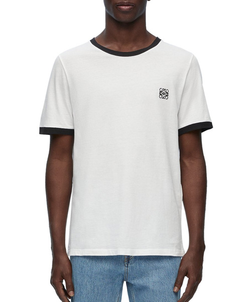 로고 자수 슬림 핏 티셔츠