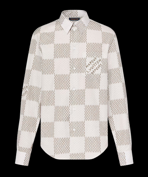 다미에 롱 슬리브 클래식 코튼 셔츠