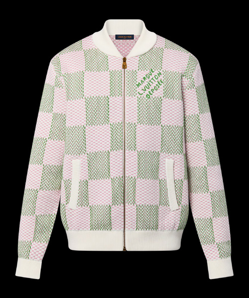 다미에 자카드 코튼 집업 블루종