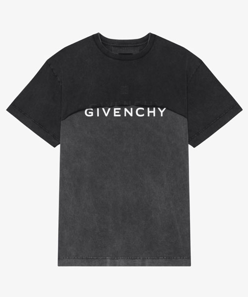 오버랩 로고 프린트 코튼 티셔츠