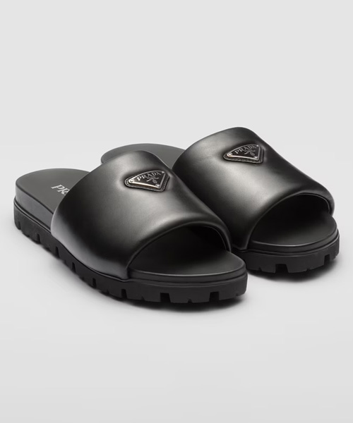 패딩 나파 가죽 슬리퍼