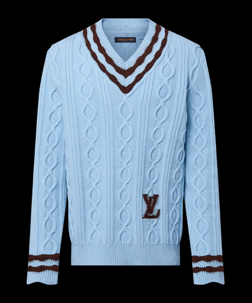 케이블 니트 울 앤드 모헤어 V넥 풀오버