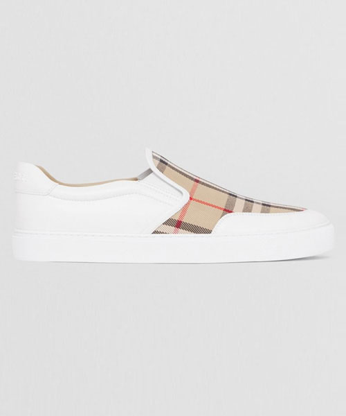 가죽 빈티지 체크 슬립온 스니커즈