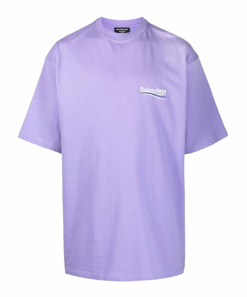 웨이브 로고 자수 코튼 티셔츠